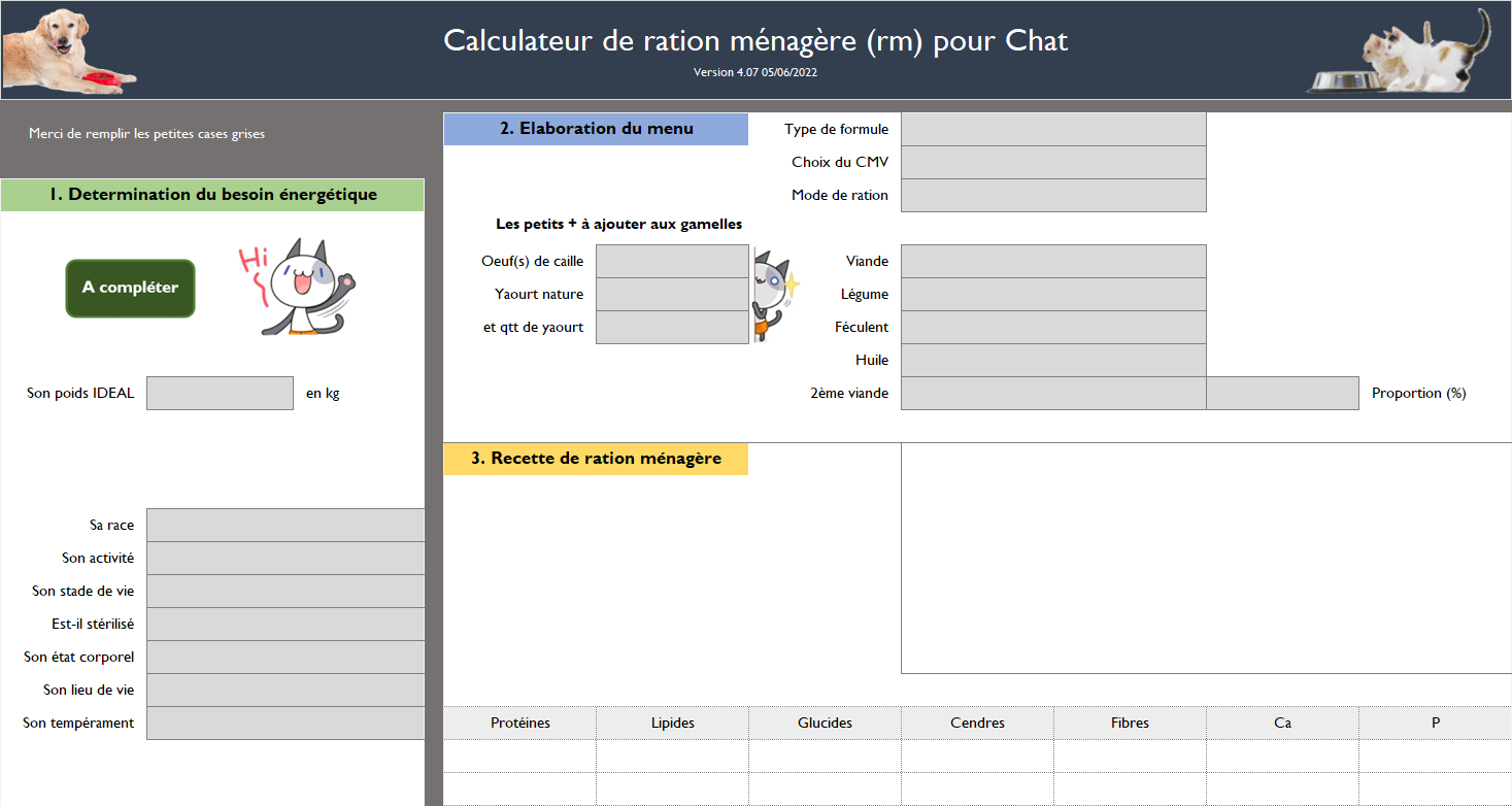 Calculateur de ration ménagère pour chat